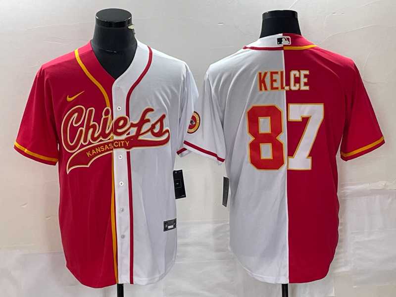 Men's Kansas City Chiefs #87 Travis Kelce Red White Two Tone Cool Base Stitched Baseball Jersey,We sell and wholesale Men's Kansas City Chiefs #87 Travis Kelce Red White Two Tone Cool Base Stitched Baseball Jersey on line form chian!